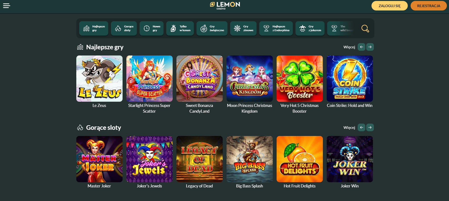 Gry dostepne w Lemon Casino na komputerze i telefonie